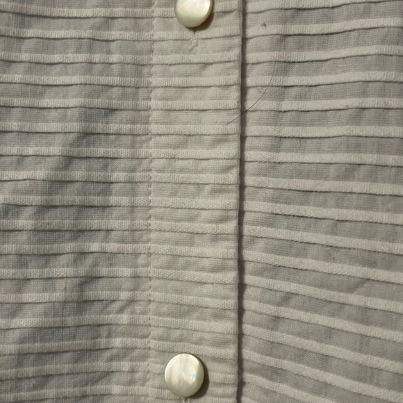 Talbots Jacket 20W White Ribbed Button Up Lightweight 100% Cotton - Picture 6 of 11